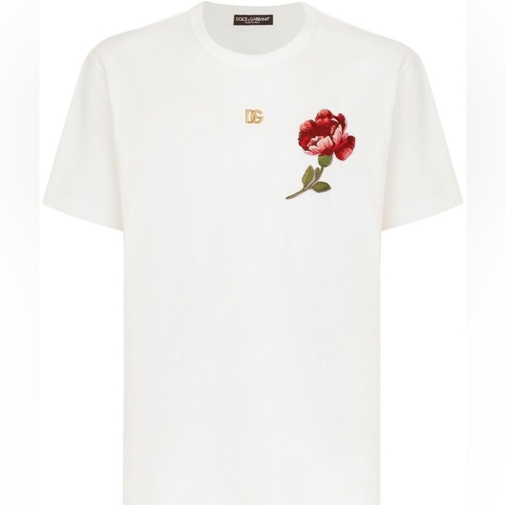 Dolce & Gabbana floral-embroidered cotton T-shirt